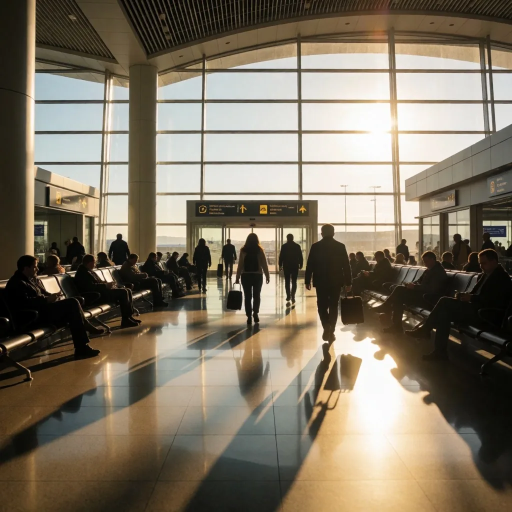 Havalimanı terminalinde güneş ışığı